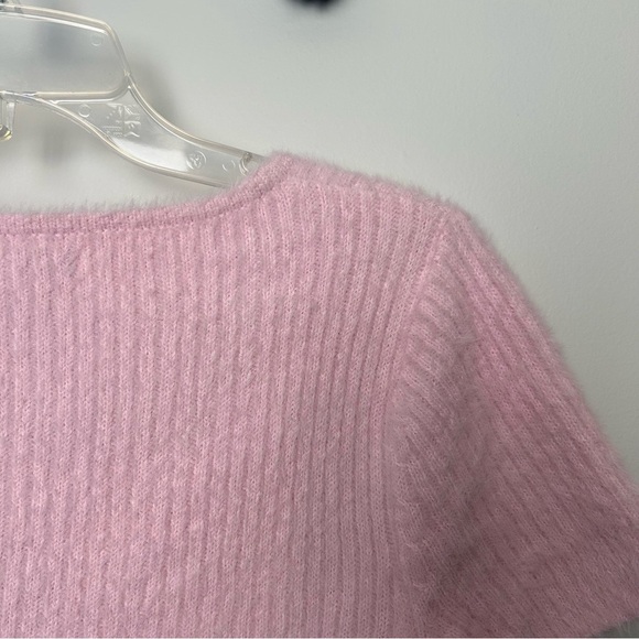 Sincerely Jules Fluffy Baby Pink Short Sleeve Cardigan - Picture 8 of 9